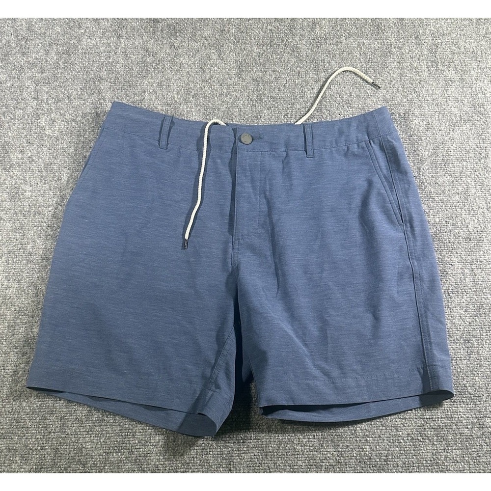Faherty All Day Shorts Mens 34 Light Blue Hybrid Stretch Flat Front Drawstring